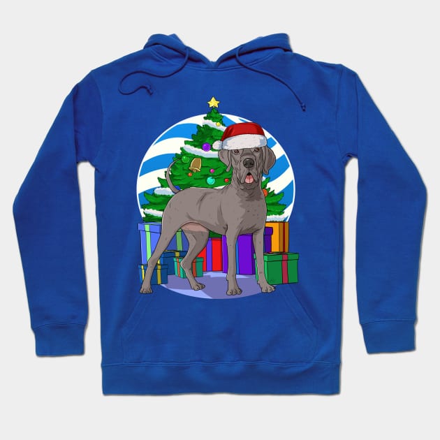 Great Dane Cute Santa Christmas Gift Hoodie by Noseking